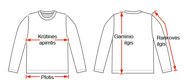 Džemperio išmatavimų lentelė