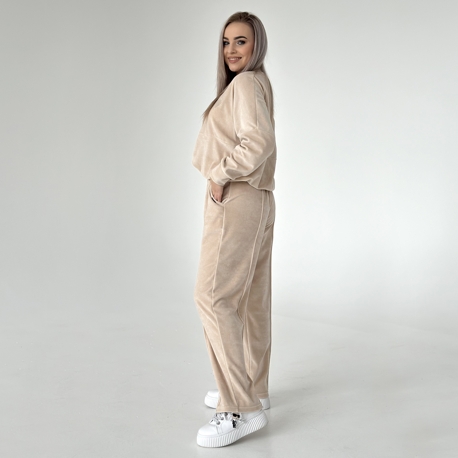 Laisvalaikio džemperis KIMONO Sand - Image 3